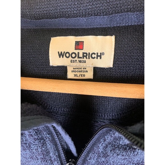 Vintage Woolrich Men's Pullover Jacket XL Blue 1/4 Zip Long Sleeve Pocket - Picture 3 of 10
